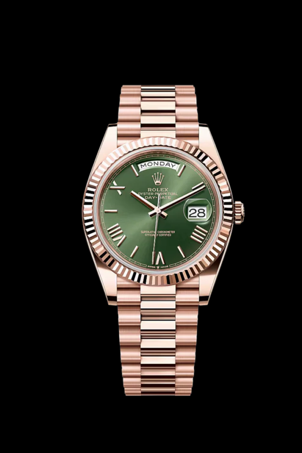 Day-date Roman Numerals Rose Gold - Green Dial