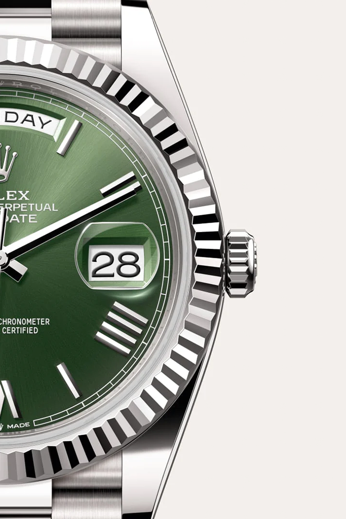 Rolex Day-Date Watch For Men - Olive Green Dial - Image 5