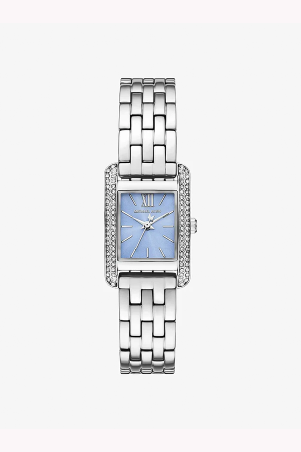 Michael Kors Emery Silver-Tone Stainless Steel Women's Watch with Light Blue Dial (Model: MKO1169)