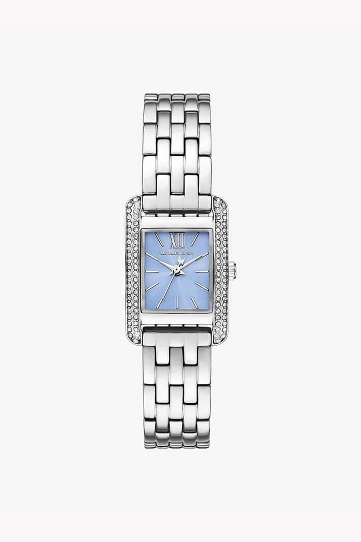 Michael Kors Emery Silver-Tone Stainless Steel Women's Watch with Light Blue Dial (Model: MKO1169)