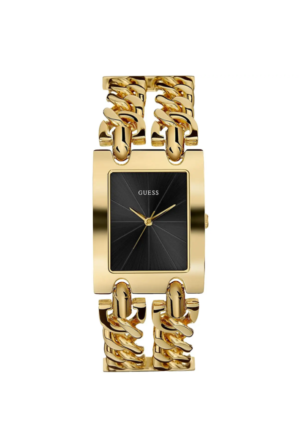 Guess Mod Heavy Metal U1117L5 Gold Tone Chain Bracelet Black Dial Watch