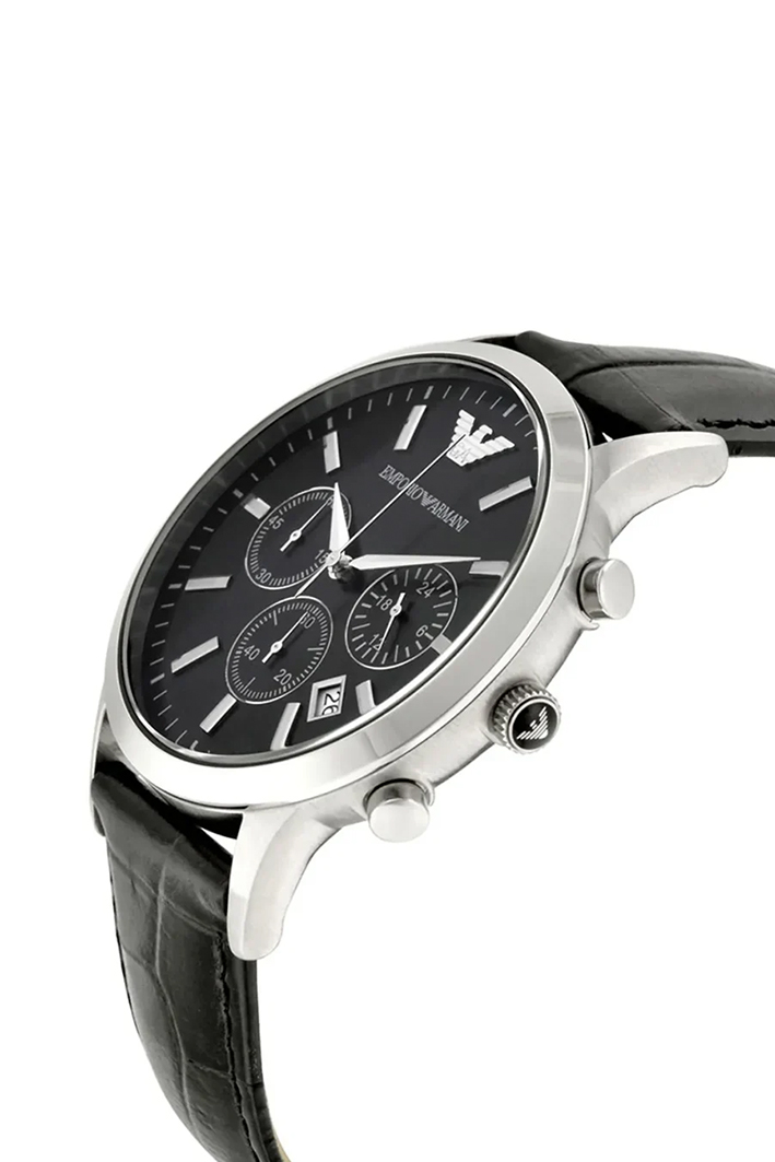 Emporio Armani Emporio Armani Renato Men’s Watch AR2447 – Black Dial with Genuine Leather Strap - Image 5