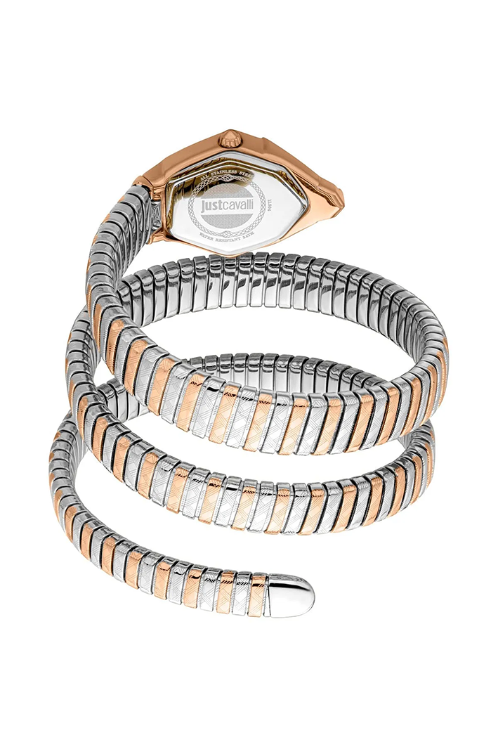 Just Cavalli Women’s JC1L304M0075 Quartz Watch – Signature Snake Design, Silver Dial & Two-Tone Stainless Steel Bracelet - Image 2