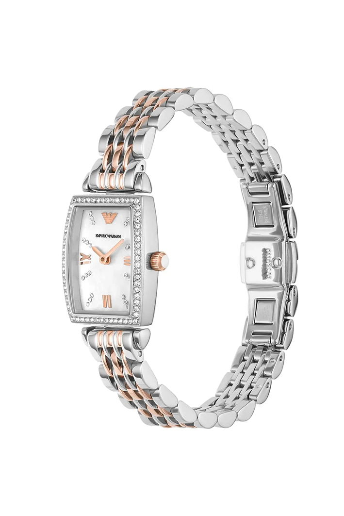 Emporio Armani AR11519 Rectangular Two-Tone Diamond Watch - Image 2