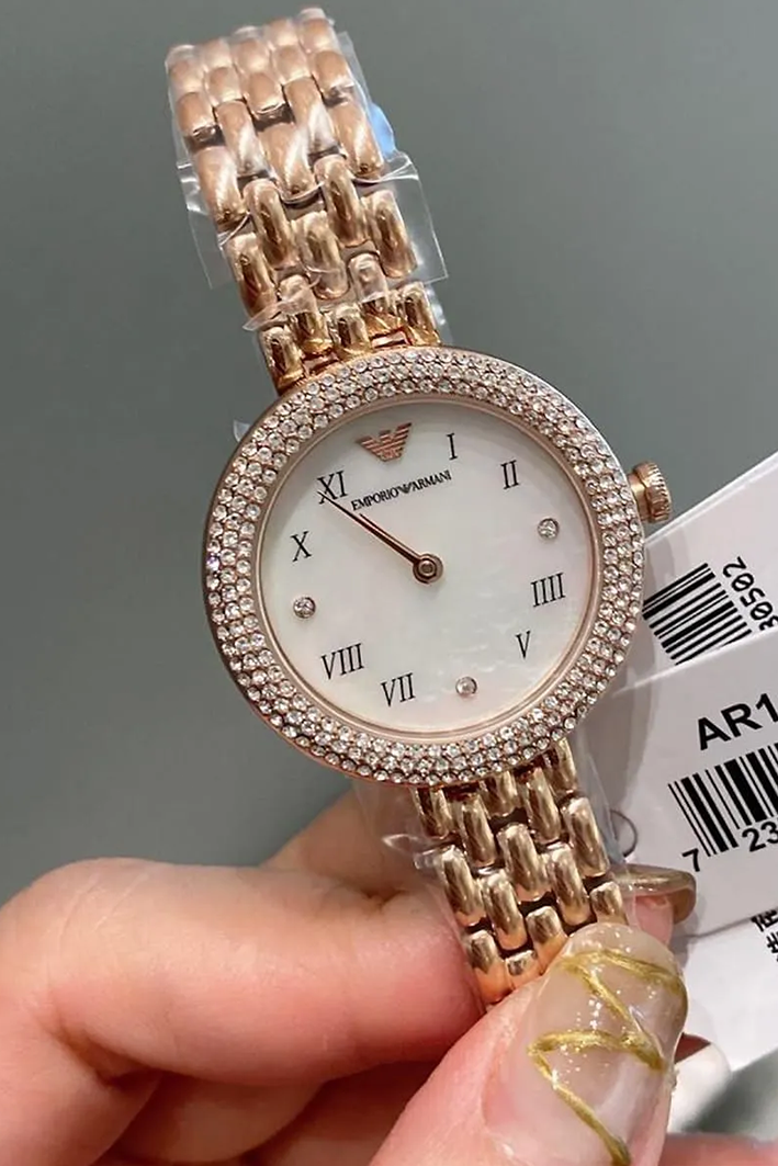 Emporio Armani Rosa AR11355 Rose Gold Pavé Crystal Watch - Image 5