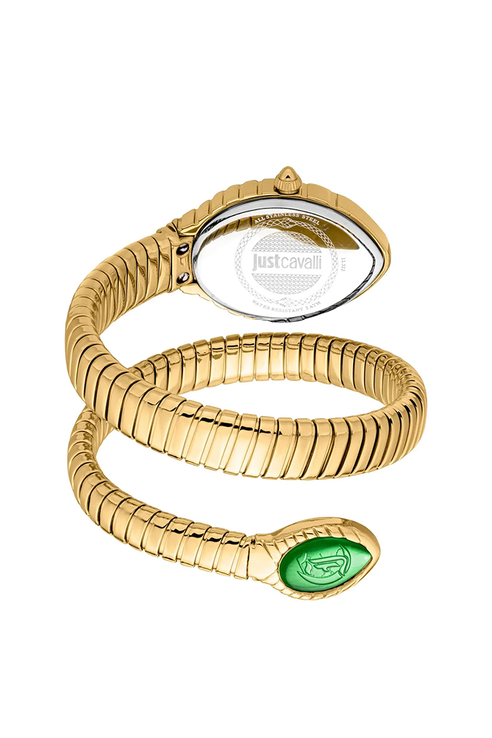 Just Cavalli JC1L322M0035 Women’s Signature Snake Watch – Gold Stainless Steel with Green Dial, 32mm Luxury Quartz Timepiece - Image 2
