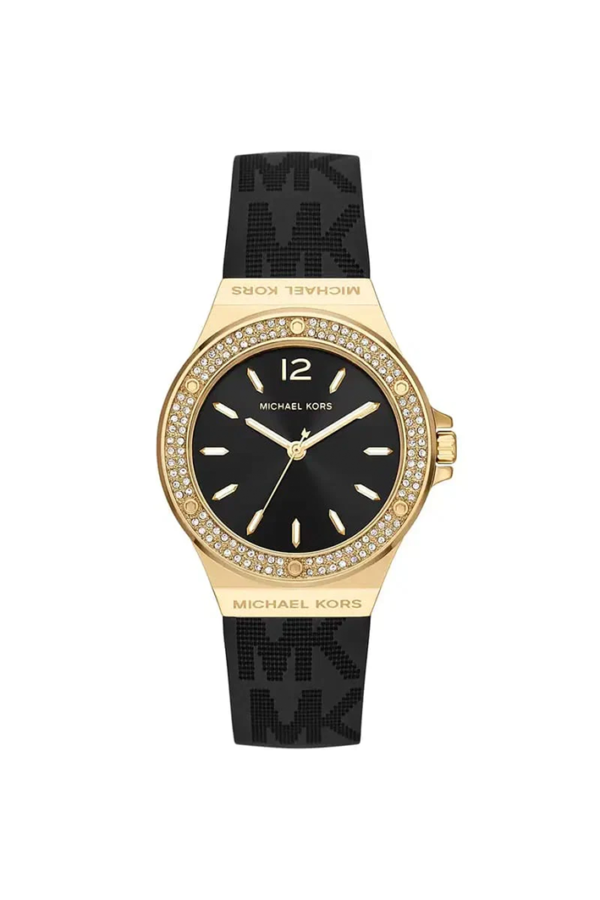 Michael Kors Lennox MK7281 Women’s Gold Case Black Silicone Strap Analog Watch