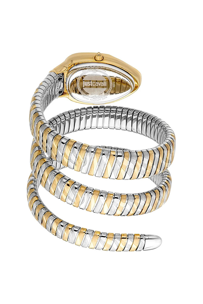 Just Cavalli JC1L226M0055 Women’s Signature Snake Watch – Two-Tone Stainless Steel Bracelet with Gold & Silver Dial, Oval Luxury Quartz Timepiece - Image 2