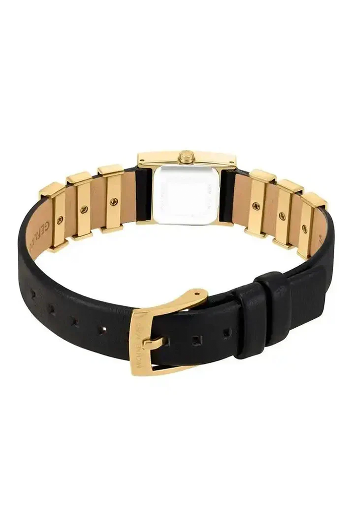 Michael Kors Darrington MK4887 Square Gold Tone Black Leather Women Watch - Image 3
