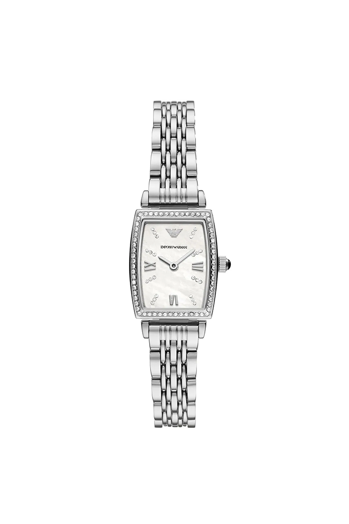Emporio Armani Gianni T-Bar AR11405 Women’s Watch – White Dial Square Stainless Steel Elegant Fashion Watch