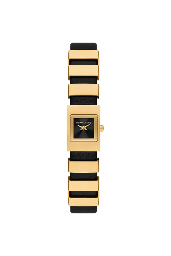 Michael Kors Darrington MK4887 Square Gold Tone Black Leather Women Watch