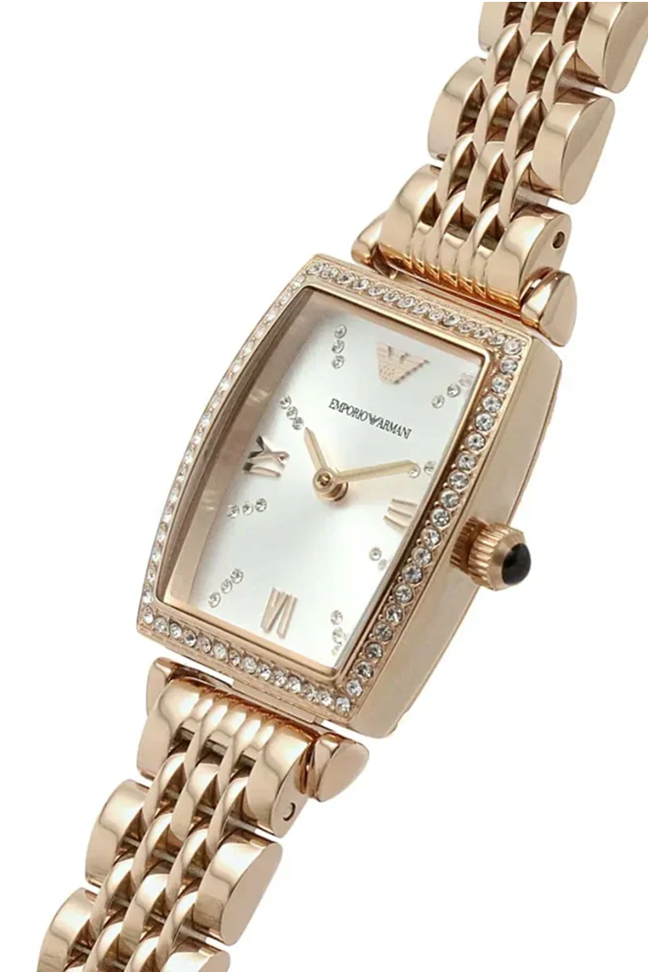 Emporio Armani Gianni T-Bar AR11406 Women’s Watch – Square Silver Dial Rose Gold Stainless Steel Elegant Fashion Watch - Image 6