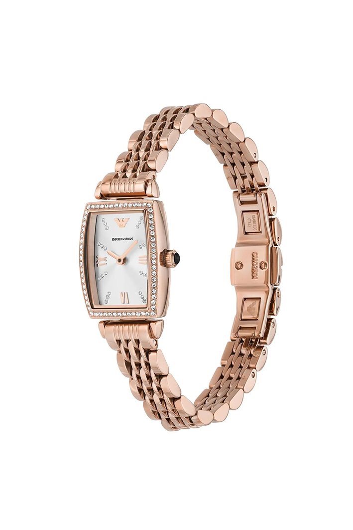 Emporio Armani Gianni T-Bar AR11406 Women’s Watch – Square Silver Dial Rose Gold Stainless Steel Elegant Fashion Watch - Image 4