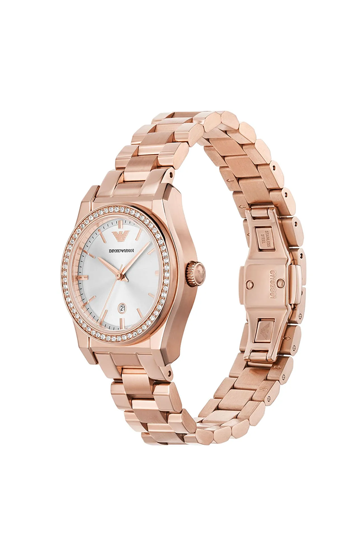 Emporio Armani AR11558 Women’s Rose Gold Stainless Steel Watch – Elegant Silver Dial 32mm - Image 2