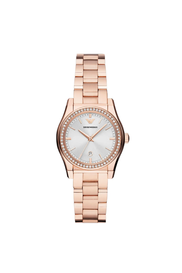 Emporio Armani AR11558 Women’s Rose Gold Stainless Steel Watch – Elegant Silver Dial 32mm