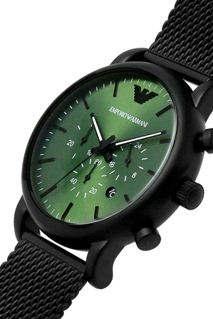 Emporio Armani AR11470 Luigi Men's Chronograph Watch – Green Dial, Black Stainless Steel Strap, 46mm Quartz - Image 7