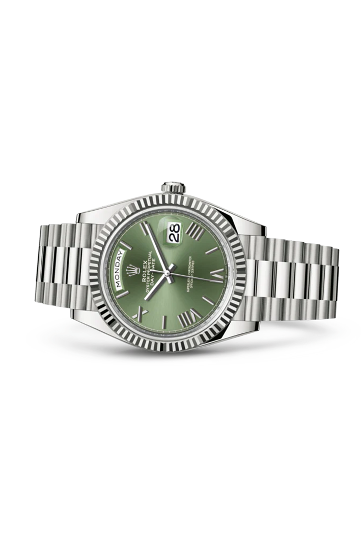 Rolex Day-Date Watch For Men - Olive Green Dial - Image 4