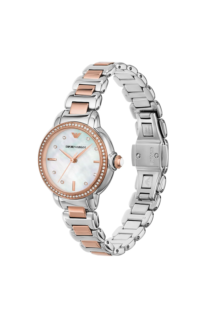 Emporio Armani AR11569 Women’s Watch – Mia Collection Two-Tone Stainless Steel (Silver & Rose Gold) Elegant 32mm Design - Image 3