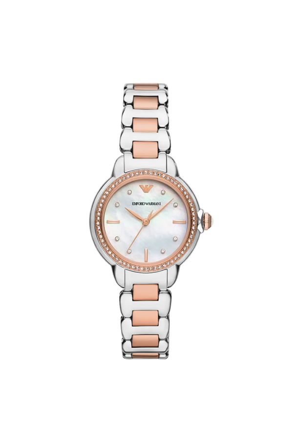 Emporio Armani AR11569 Women’s Watch – Mia Collection Two-Tone Stainless Steel (Silver & Rose Gold) Elegant 32mm Design