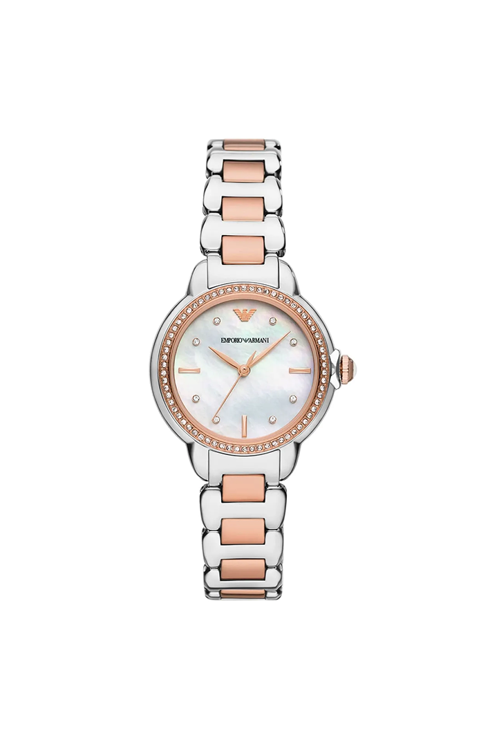 Emporio Armani AR11569 Women’s Watch – Mia Collection Two-Tone Stainless Steel (Silver & Rose Gold) Elegant 32mm Design