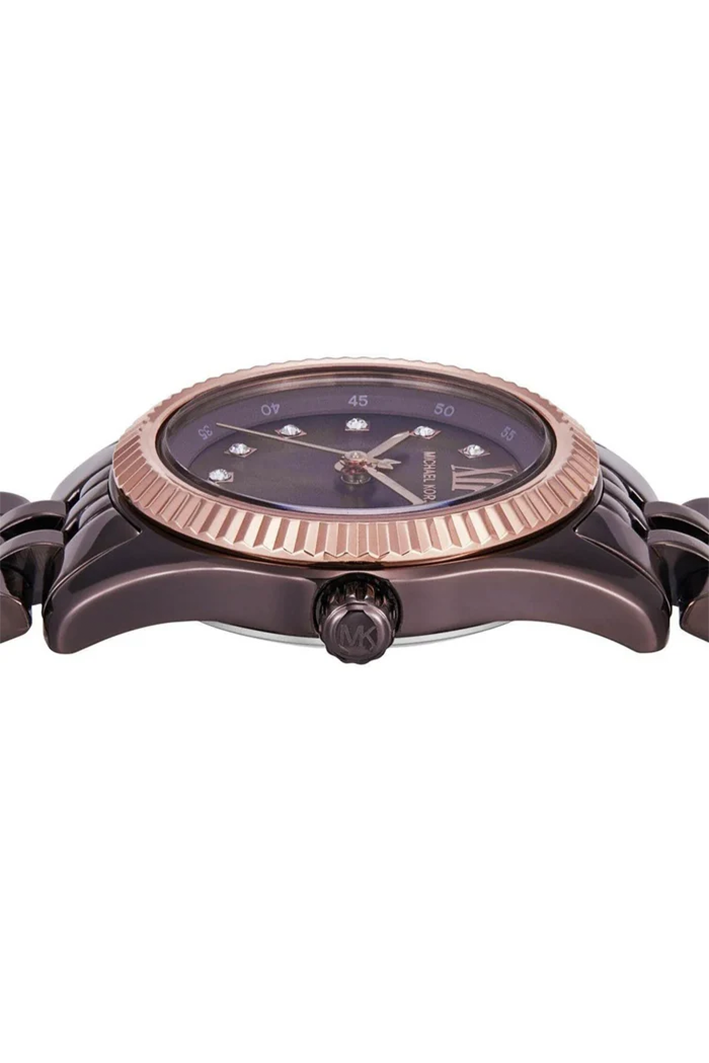 Lexington Analog Quartz Watch for Women, 26 mm Case Diameter, Rose Gold/Brown MK4844 - Image 2