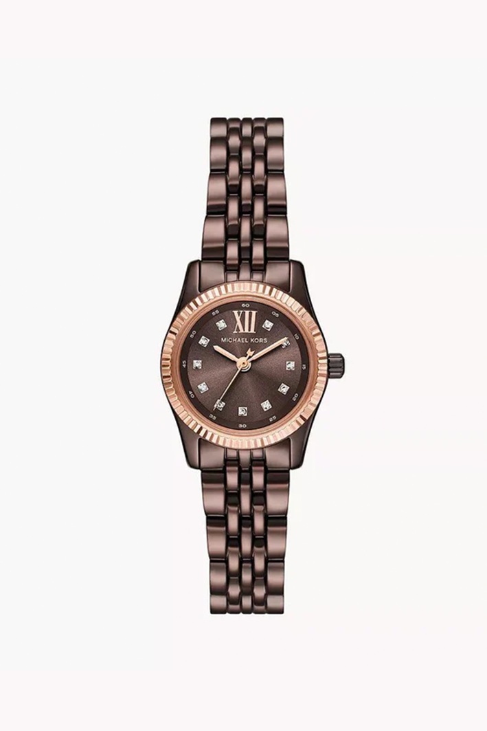 Lexington Analog Quartz Watch for Women, 26 mm Case Diameter, Rose Gold/Brown MK4844