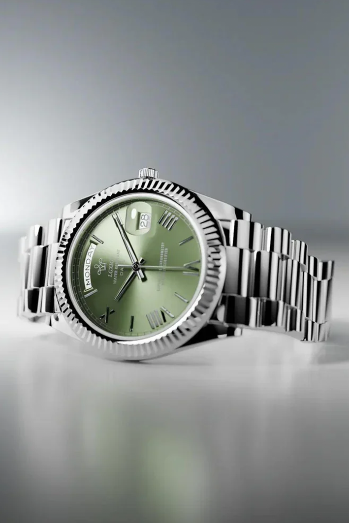 Rolex Day-Date Watch For Men - Olive Green Dial - Image 3