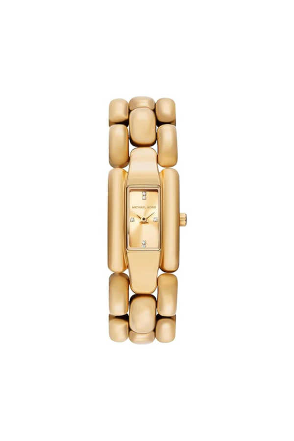 Michael Kors Hally MK4921 Women’s Gold Rectangular Dress Watch – Stainless Steel Quartz Minimalist Luxury Timepiece