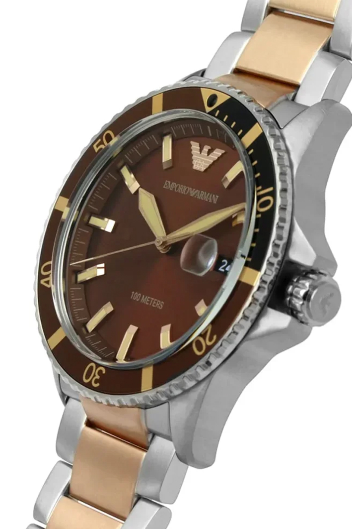 Emporio Armani Diver AR11340 Men’s Watch – Brown Dial Two-Tone Stainless Steel Sport Luxury Watch - Image 2