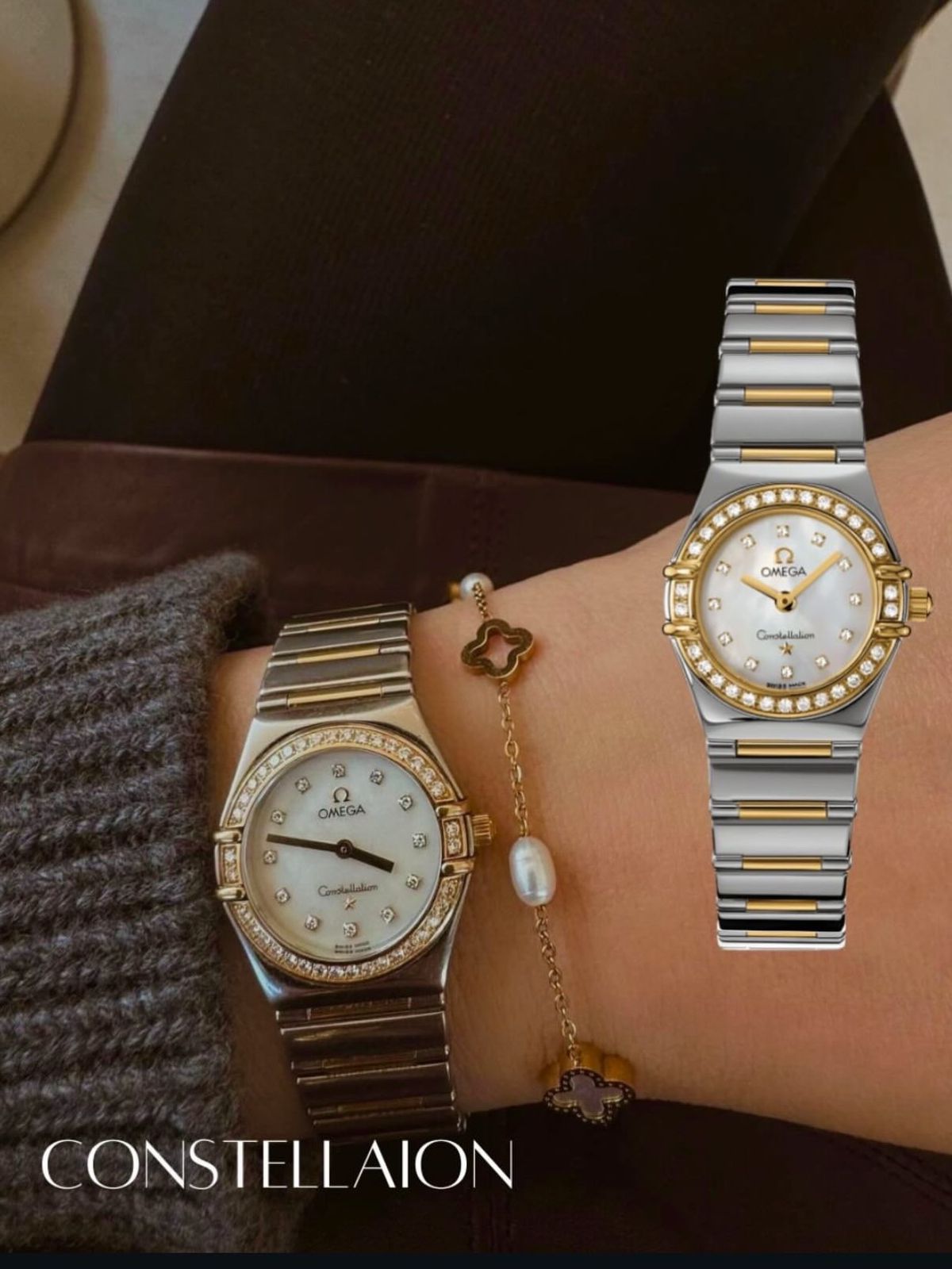 Omega Constellation 27 Two Tone White Mother of Pearl Diamond Bezel - Image 2